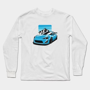 Tuned Blue GT86 Widebody Mountains Long Sleeve T-Shirt